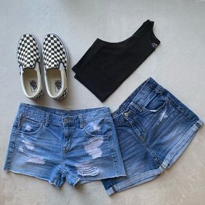 BUNDLE OF 2 Boyfriend Midi Mom Jean Shorts Size 0